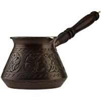Los mejores  - CopperBull Cafetera gruesa de cobre macizo martillado con mango de madera para preparar café al estilo turco- griego y…